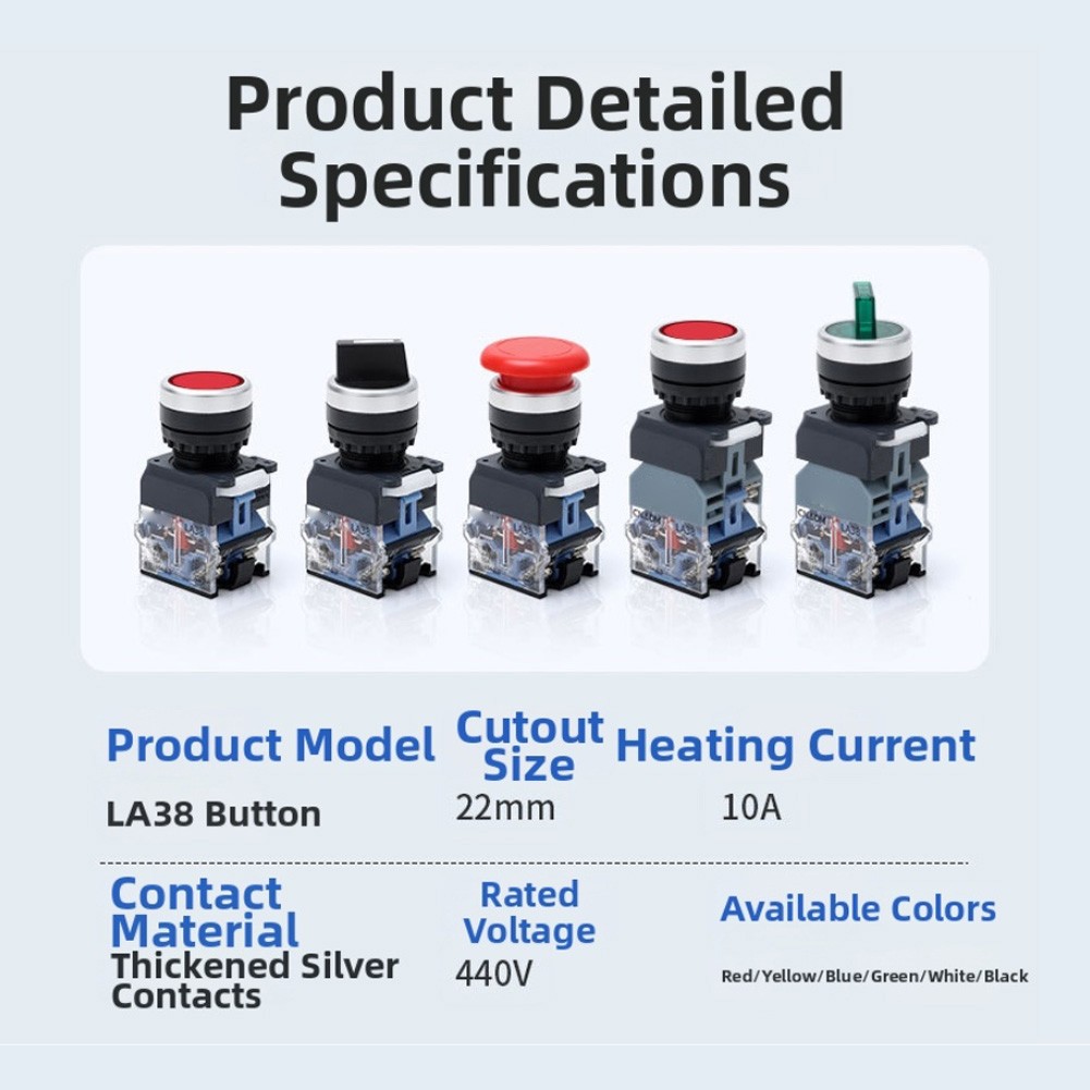 LA3811T Button Switch with High Conductivity Silver Contacts 22mm Hole