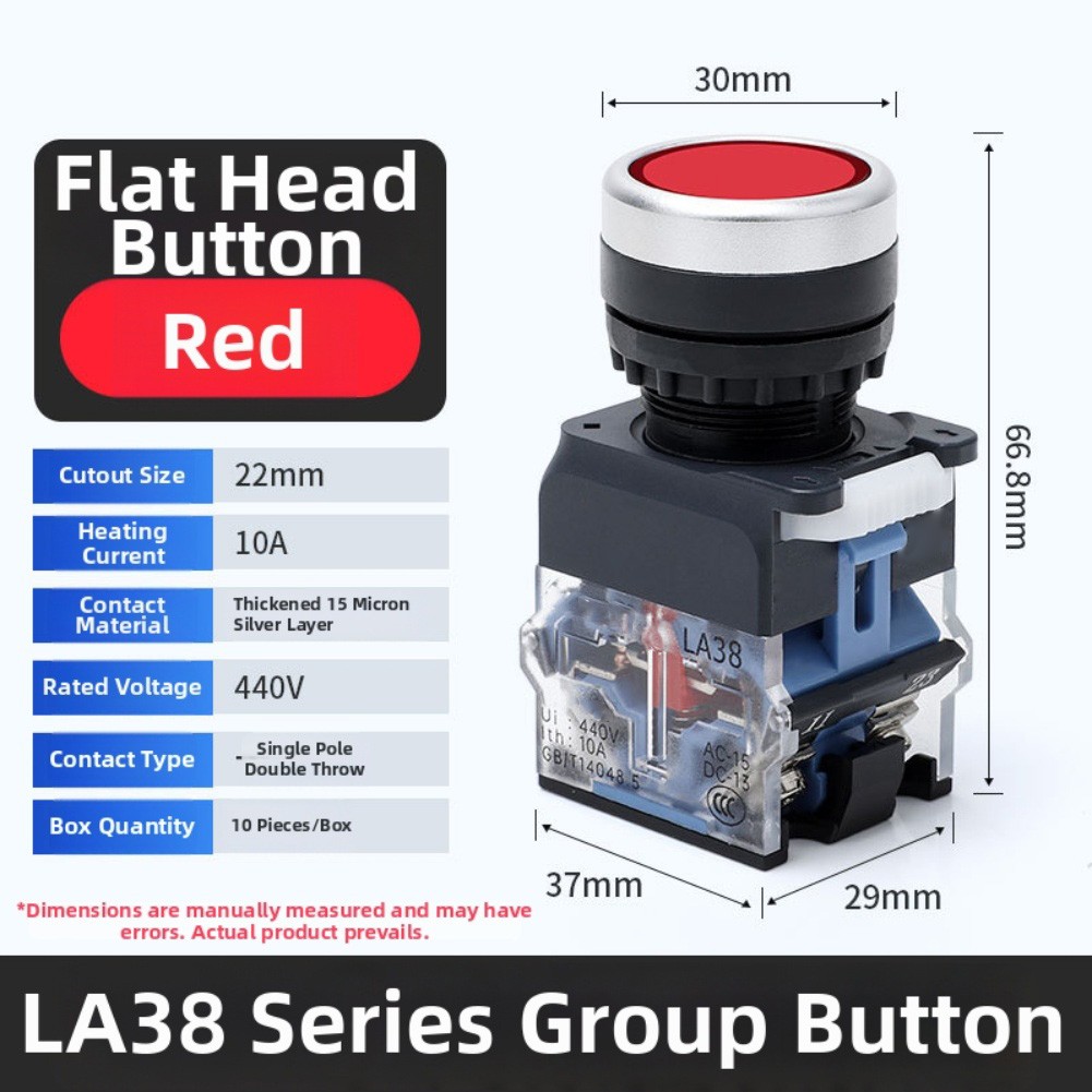 LA3811T Button Switch with High Conductivity Silver Contacts 22mm Hole