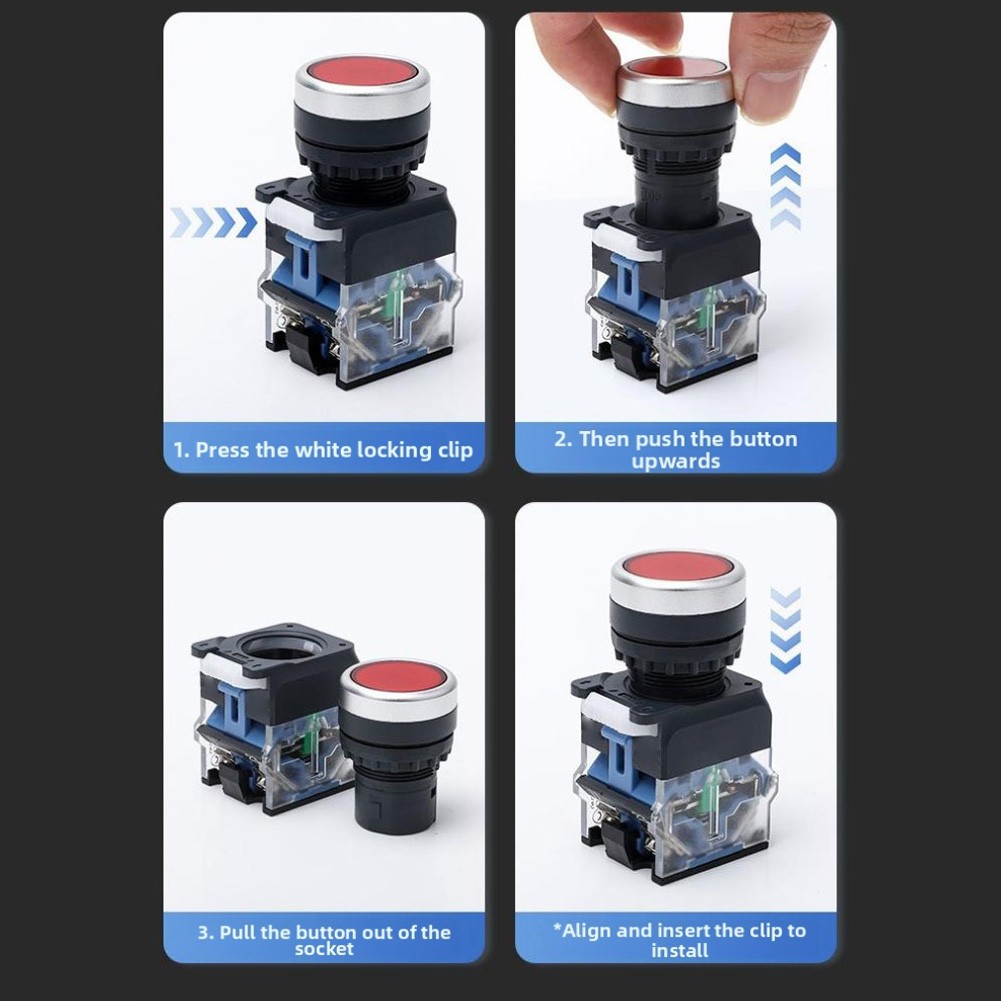 LA3811T Button Switch with High Conductivity Silver Contacts 22mm Hole
