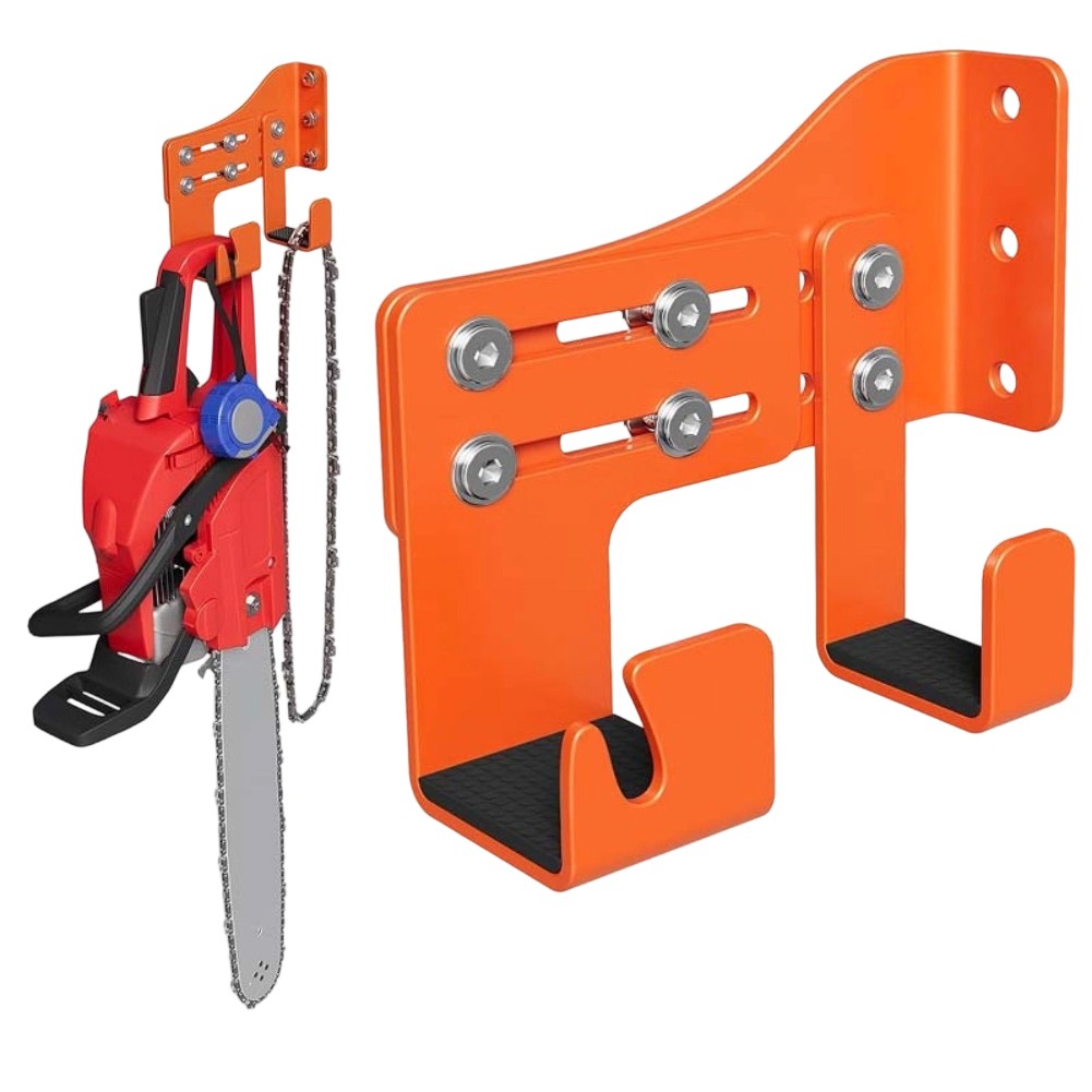 Heavy Duty Chainsaw Holder Wall Mount with Adjustable Hooks and Sponge Padding