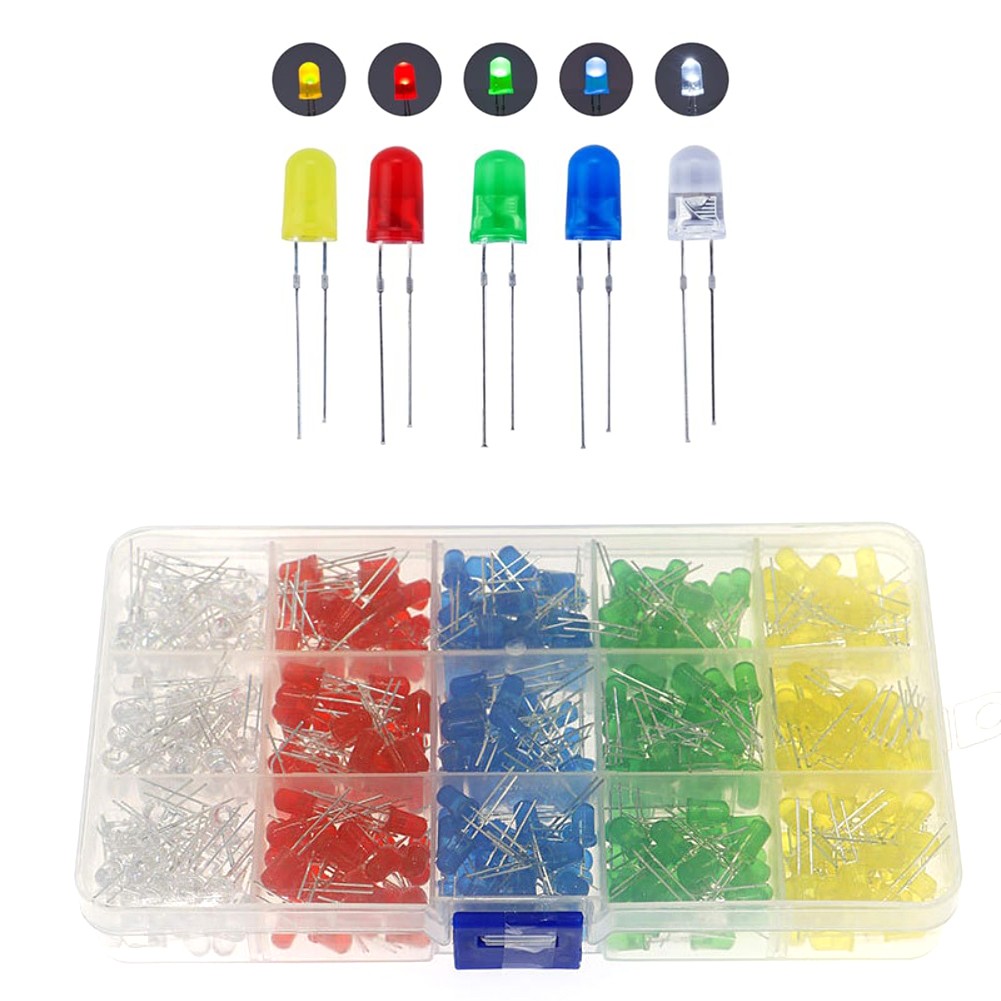 LED Light Emitting Diode Set 500PCS 3mm 5mm 5 Colors for DIY Electronics