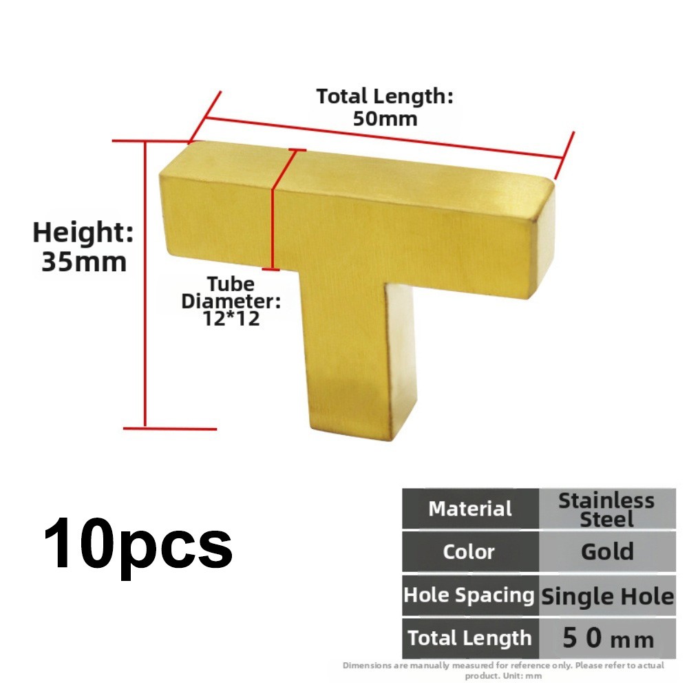 Gold Stainless Steel Square Handles 10PCS with Multiple Length Options