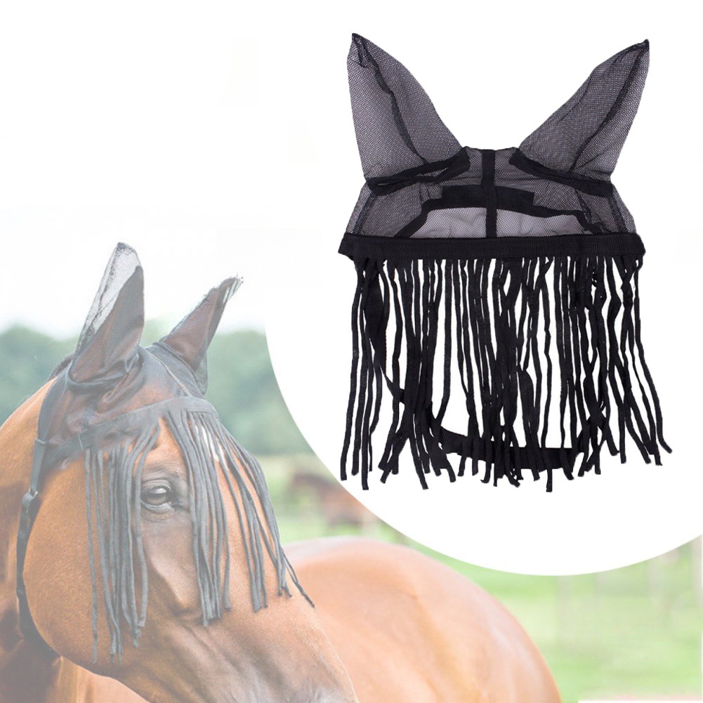 Lightweight Polyester Horse Fly Cover With Tassels Adjustable Fit Three Sizes