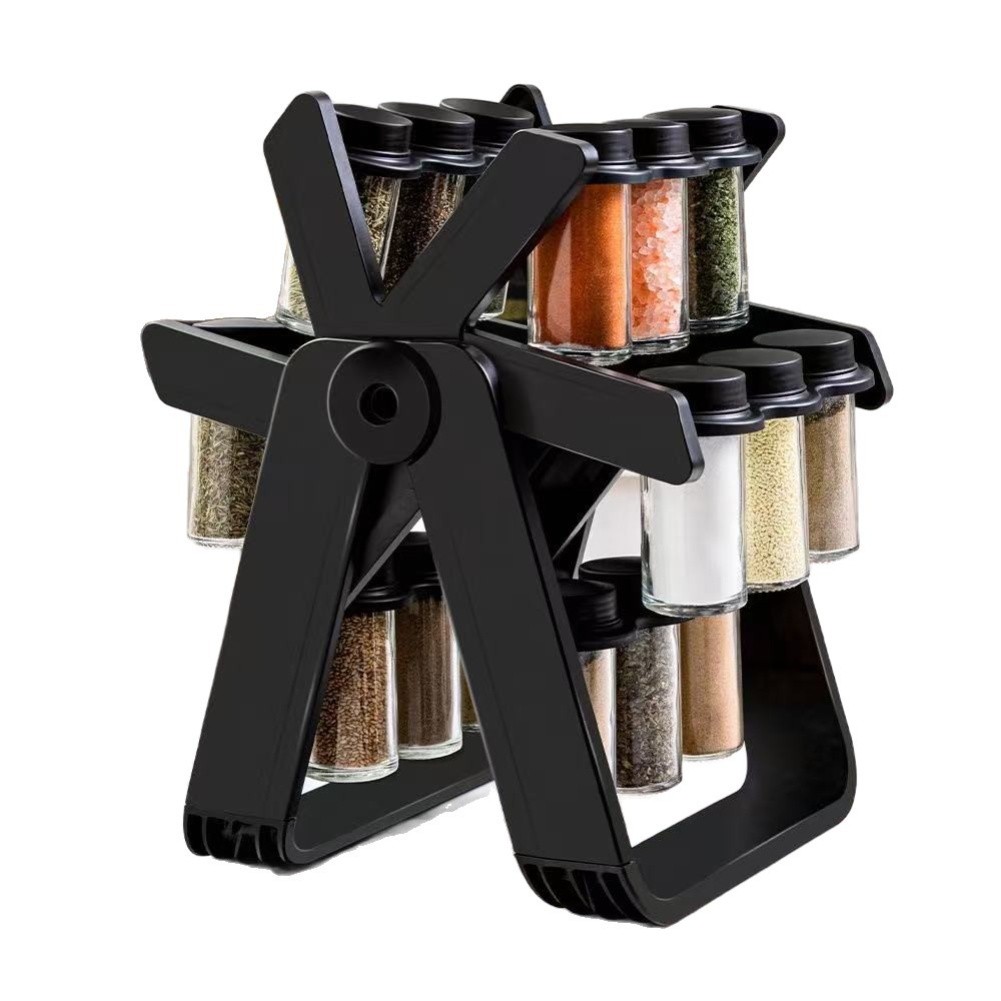 Rotating Kitchen Storage Rack for Glass Seasoning Bottles Compact Size - Picture 3 of 3