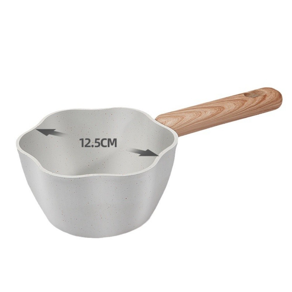 Milk pot with wooden handle designed for stove use gas induction electric