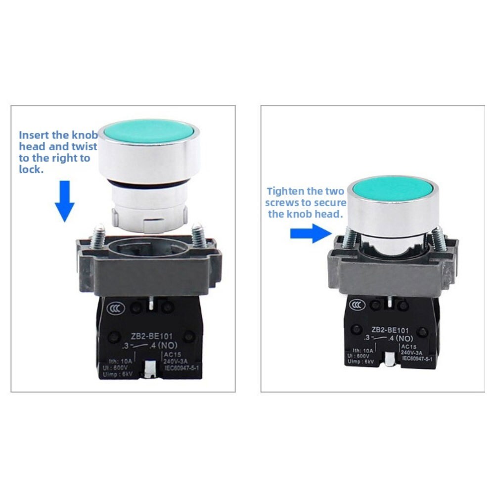 10pcs 22mm Pushbutton Switches Momentary with Normally Open Closed Contacts