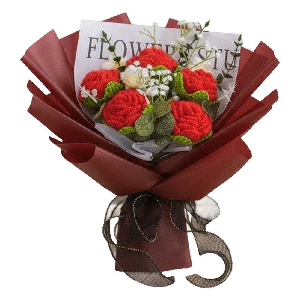 Handmade Bouquet Knitted Fabric Decorative Flower Collection