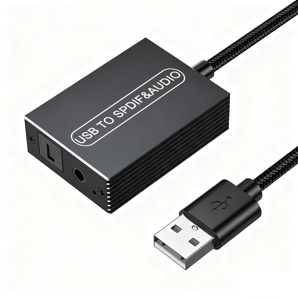 Portable USB Audio Converter with 3 5mm and Optical Output for Multiple Devices