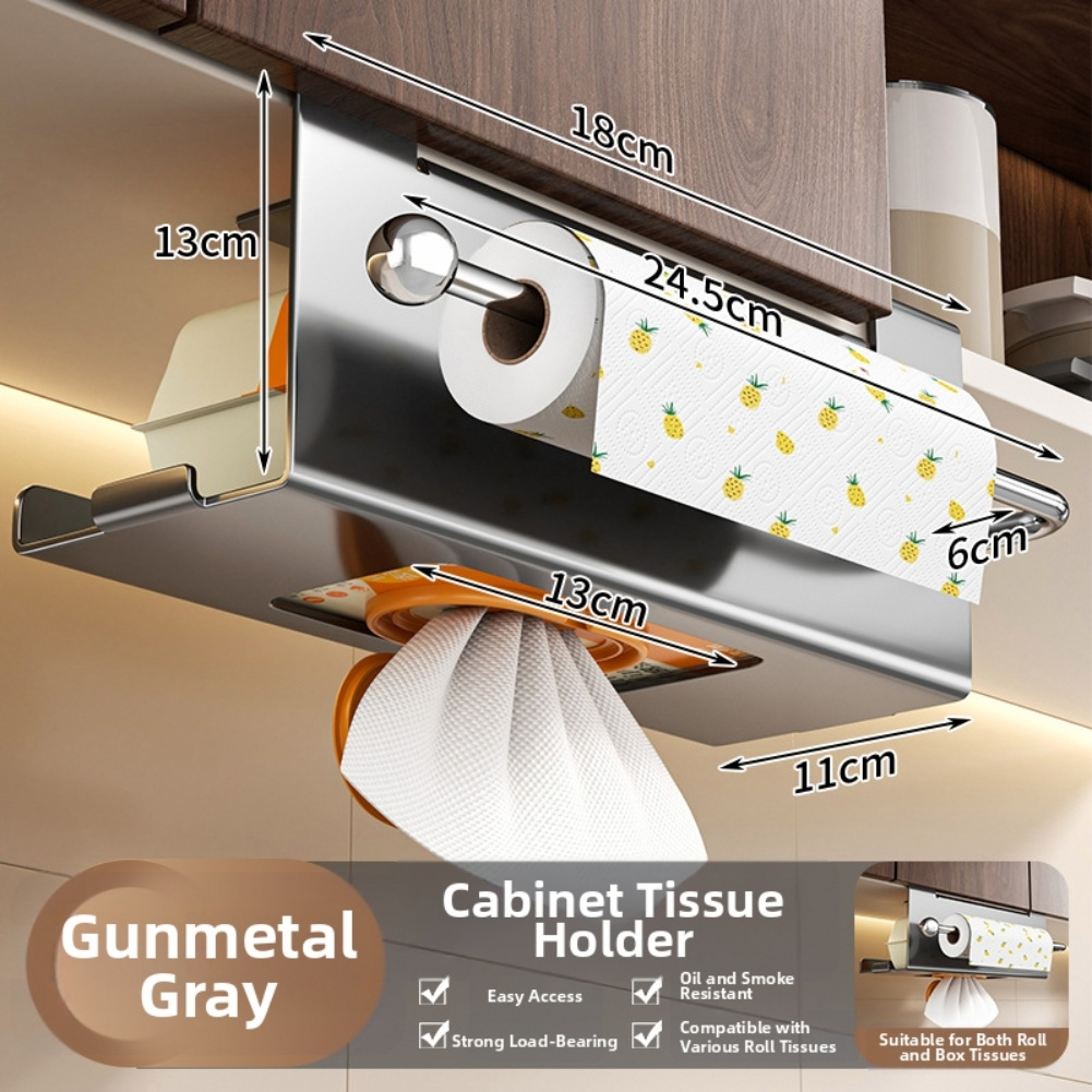 Kitchen Tissue Holder with Top Storage Shelf and Easy Installation Design