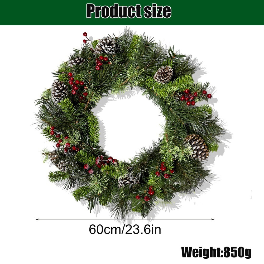 Decorative Artificial Pine Needle Vine Wreath for Home Walls and Entry Points - Picture 5 of 7