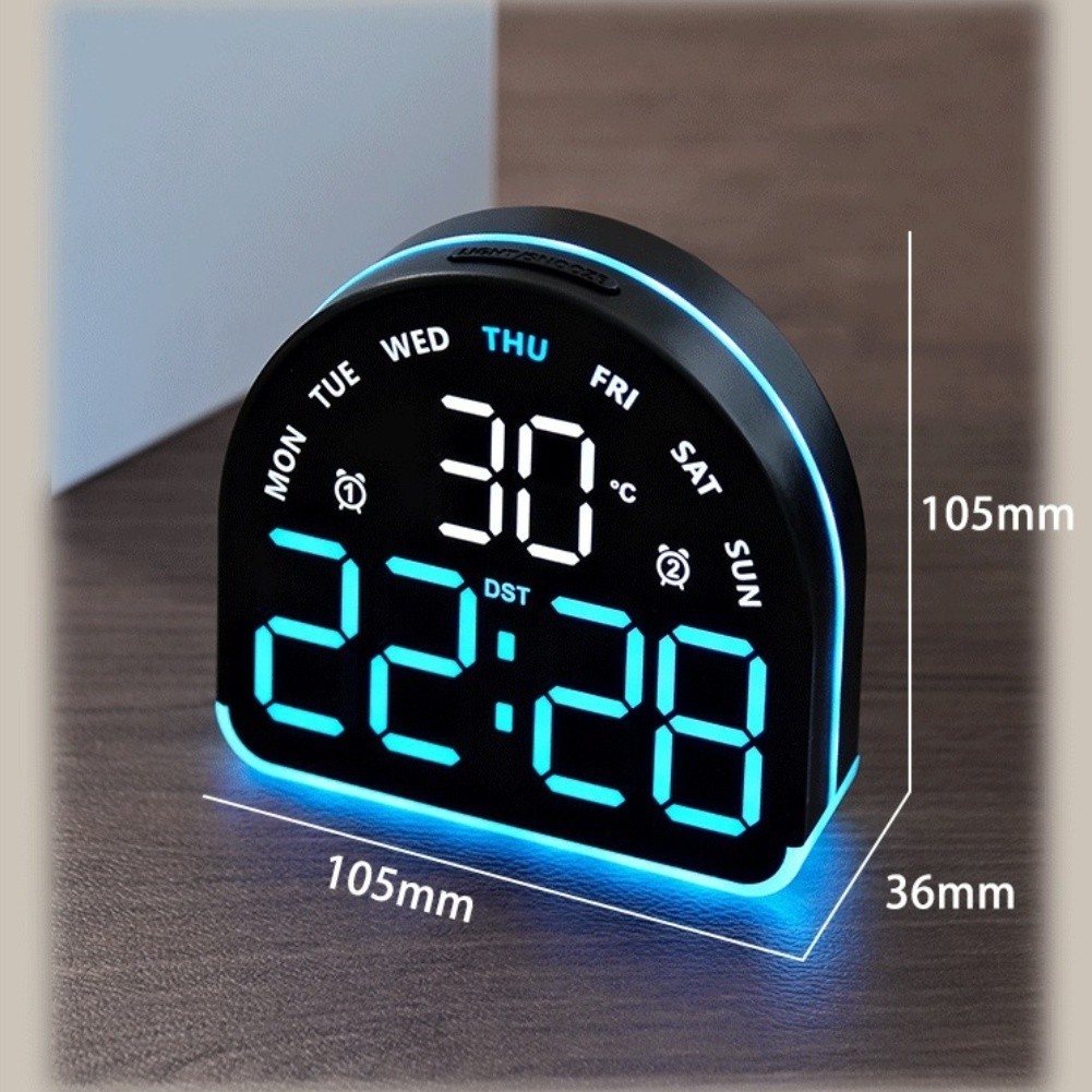 LED Alarm Clock with Adjustable Brightness and Dual Celsius Fahrenheit Display