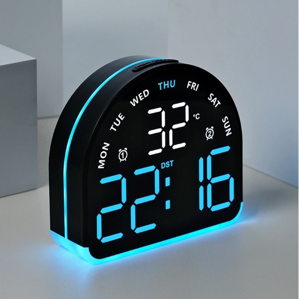 LED Alarm Clock with Adjustable Brightness and Dual Celsius Fahrenheit Display