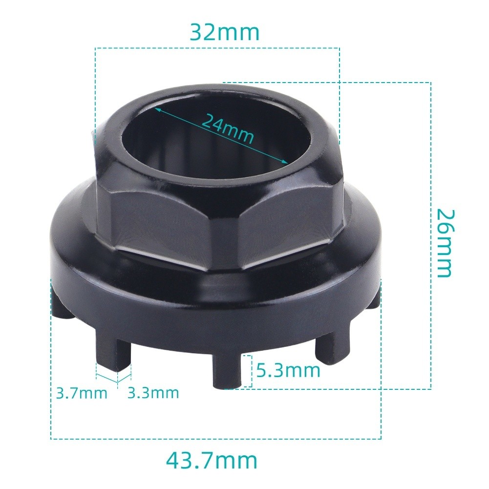 Bicycle Bottom Bracket Tool with Eightjaw Socket for Drivetrain Repair