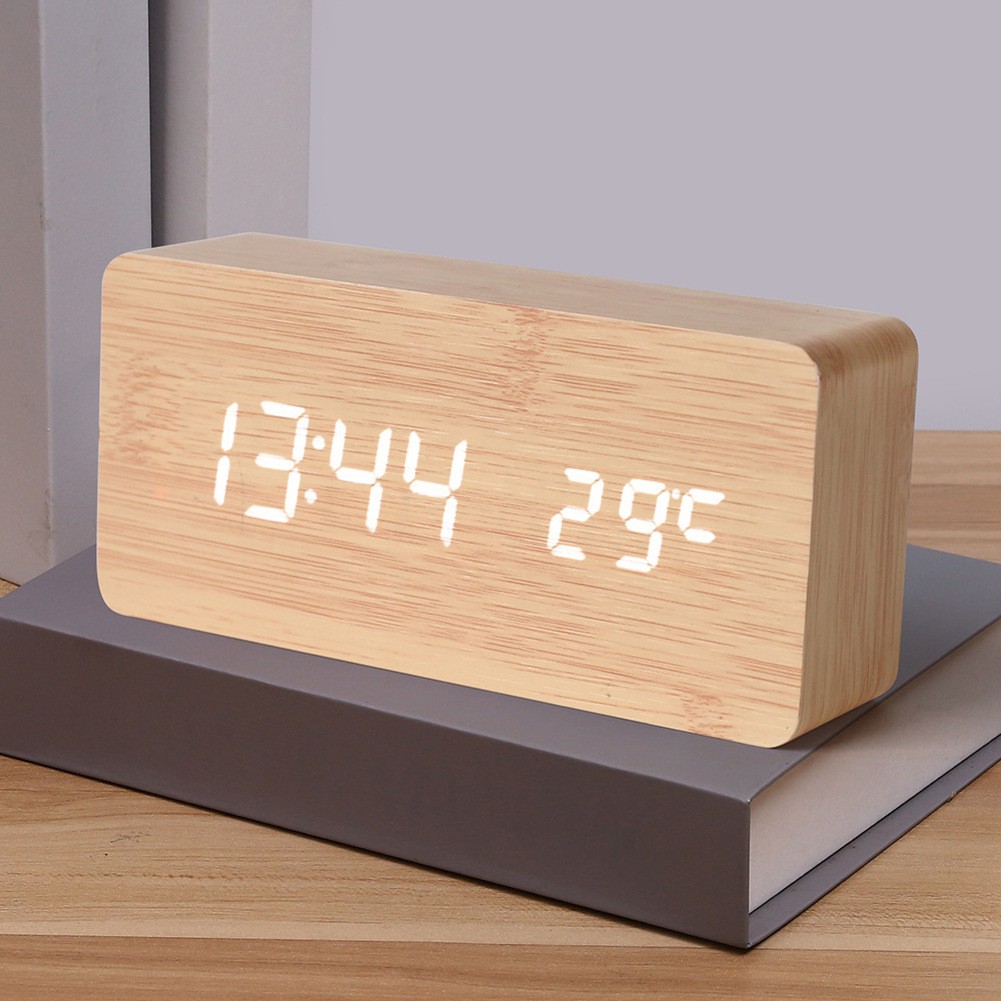 Desk Digital Alarm Clock with LED Display Time Date Temperature Portable