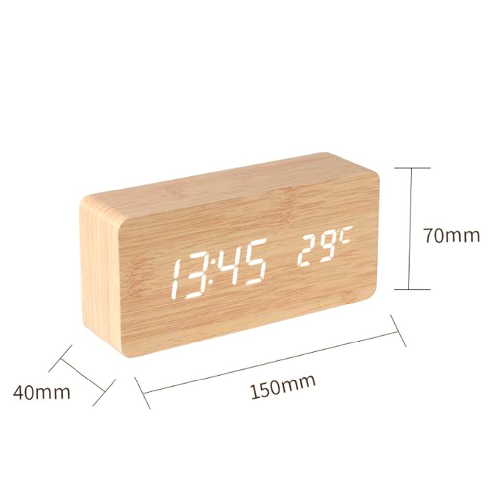 Desk Digital Alarm Clock with LED Display Time Date Temperature Portable