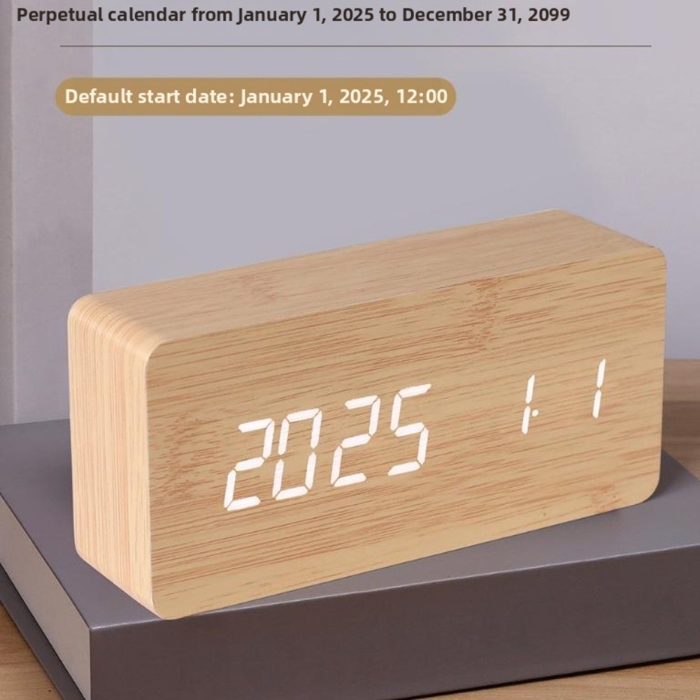 Desk Digital Alarm Clock with LED Display Time Date Temperature Portable
