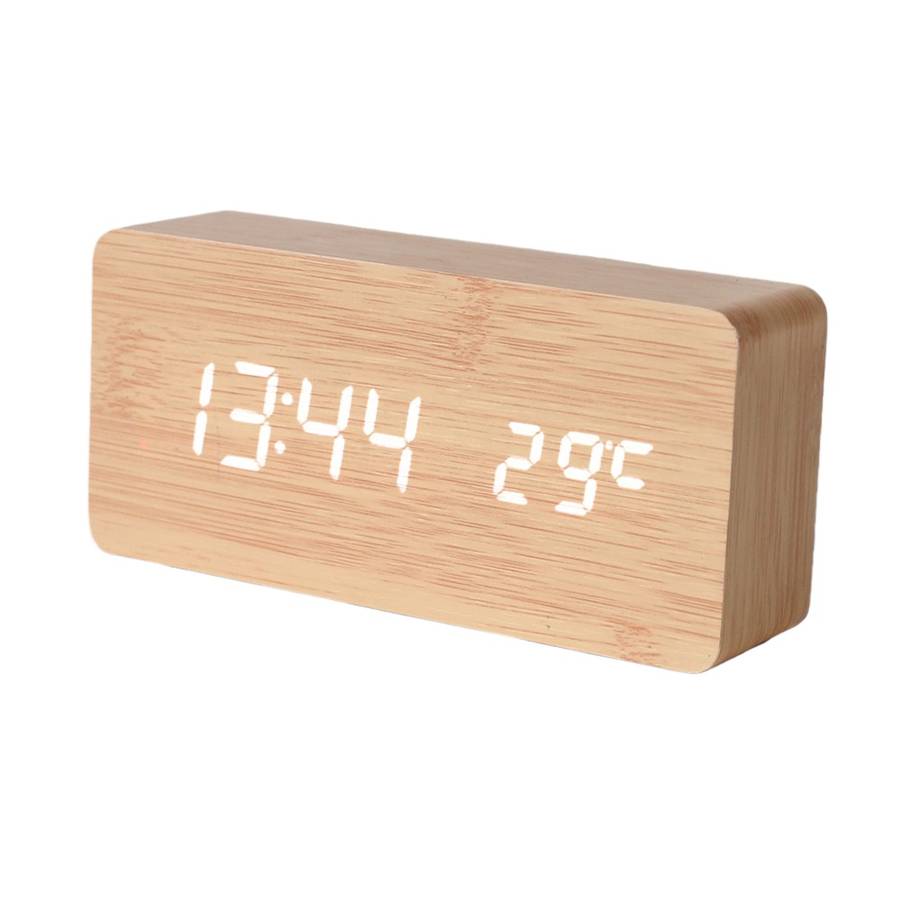Desk Digital Alarm Clock with LED Display Time Date Temperature Portable