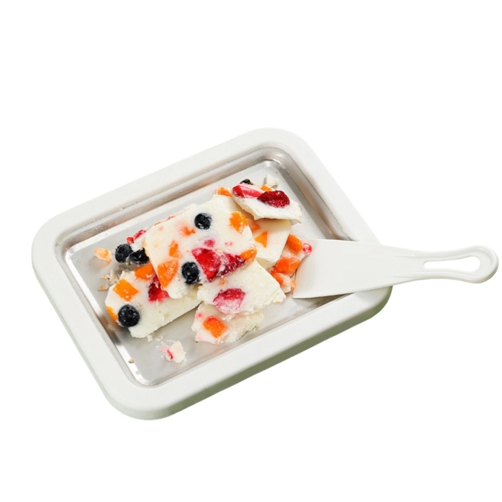AtHome Rolled Ice Cream Maker Kit with 2 Scrapers Stainless Steel Tray