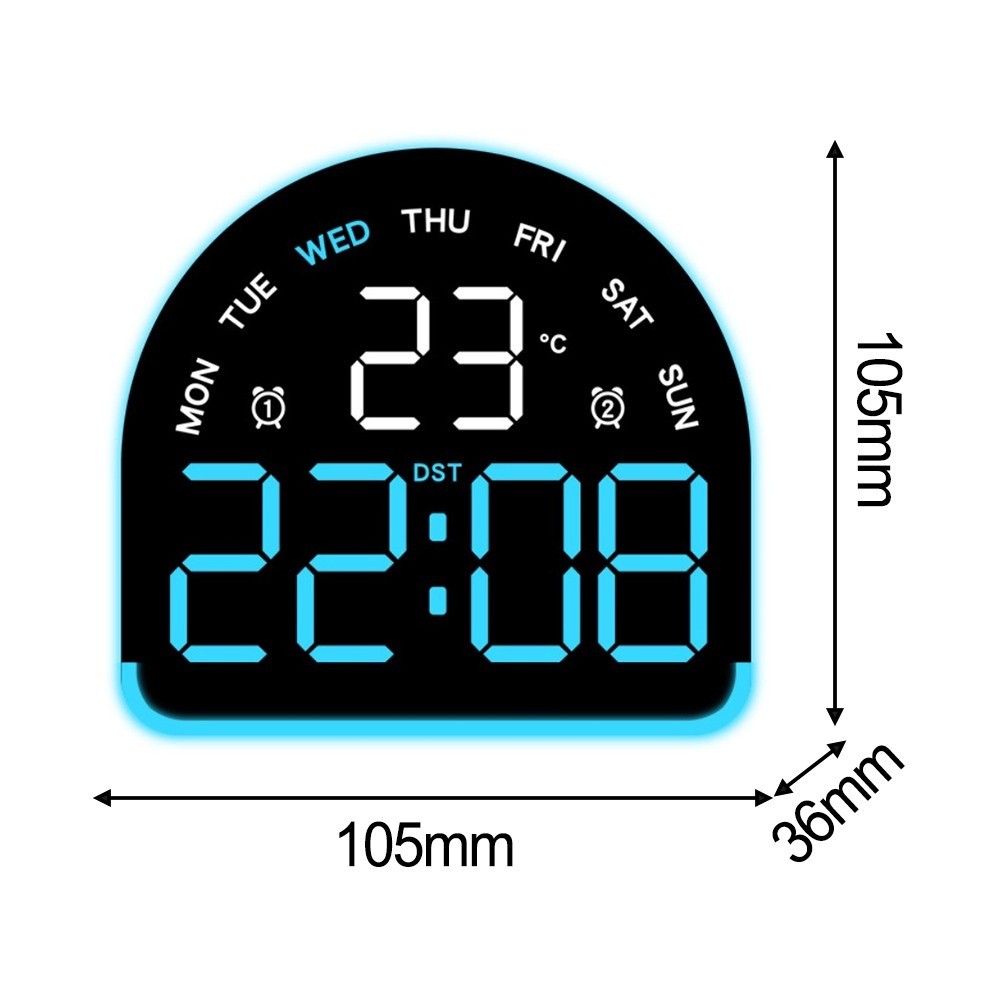 LED Alarm Clock For Relaxation Dual Time Temp Display Three-stage Brightness