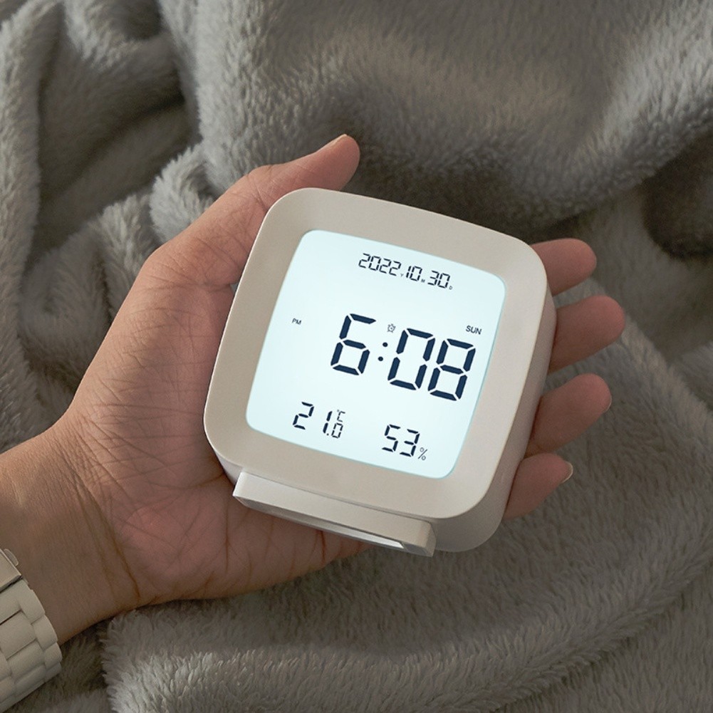 Student Desk LCD Alarm Clock Compact Portable with Temperature and Humidity