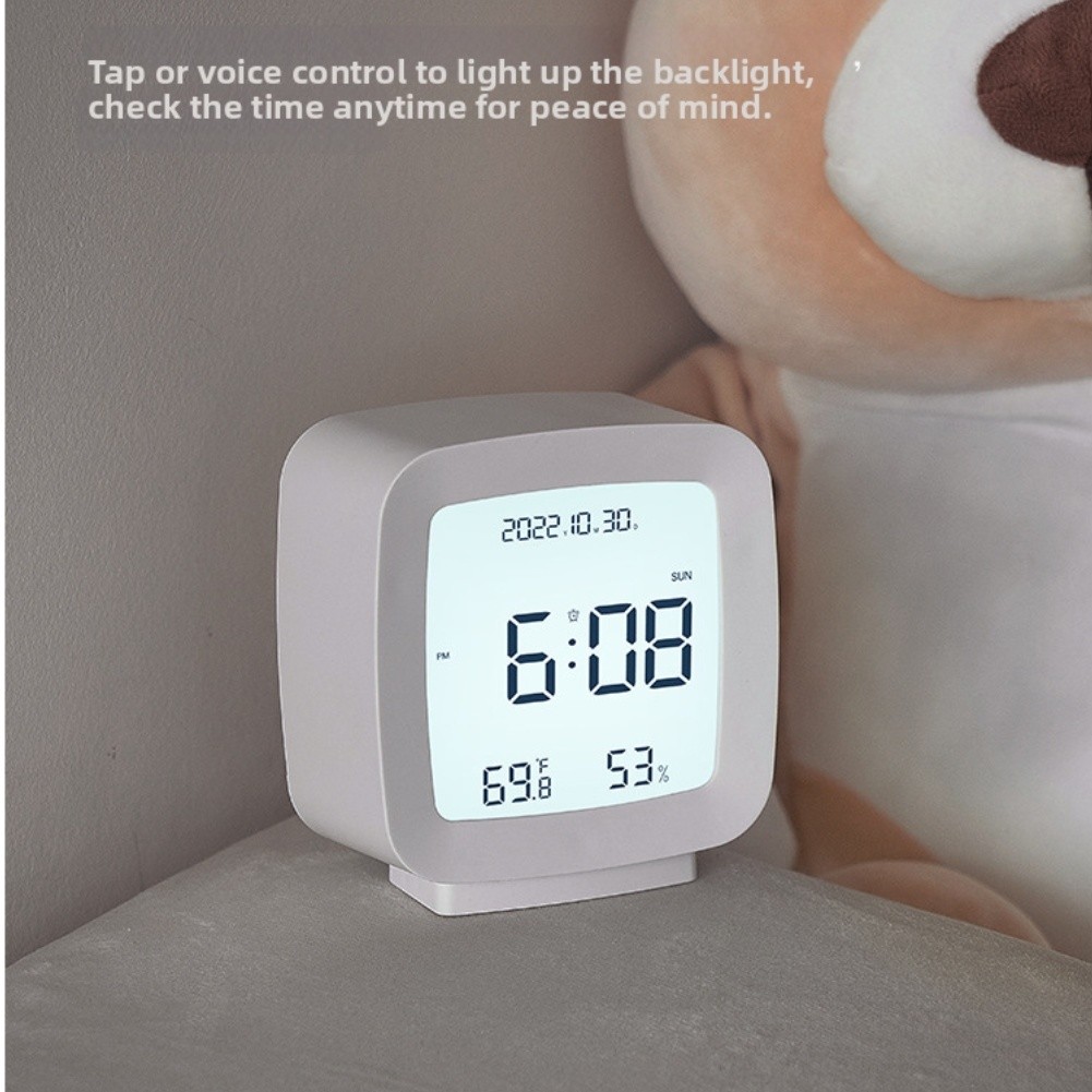 Student Desk LCD Alarm Clock Compact Portable with Temperature and Humidity