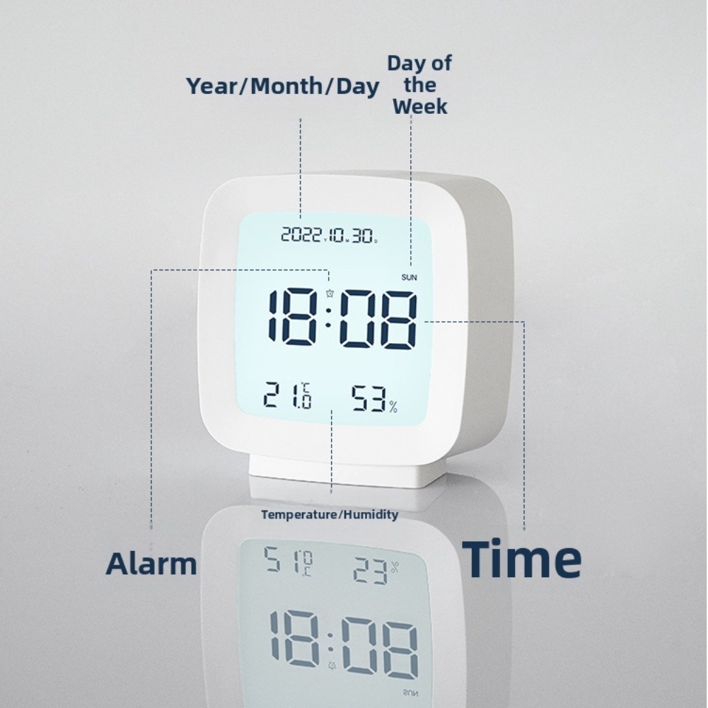 Student Desk LCD Alarm Clock Compact Portable with Temperature and Humidity