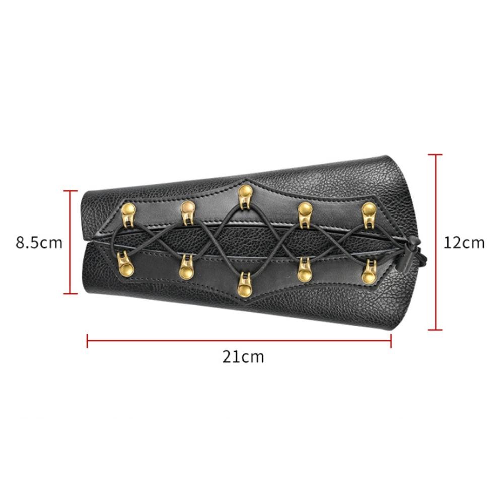 Leather Arm Guard Full Forearm Coverage Recoil Protection Brass Buckles