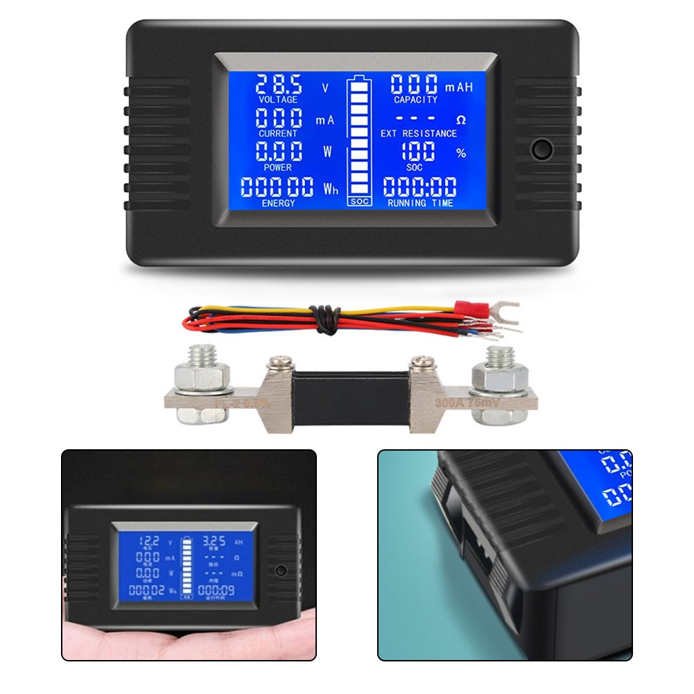 Car Battery Tester DC 0300A Voltmeter Ammeter with Energy Monitoring Meter