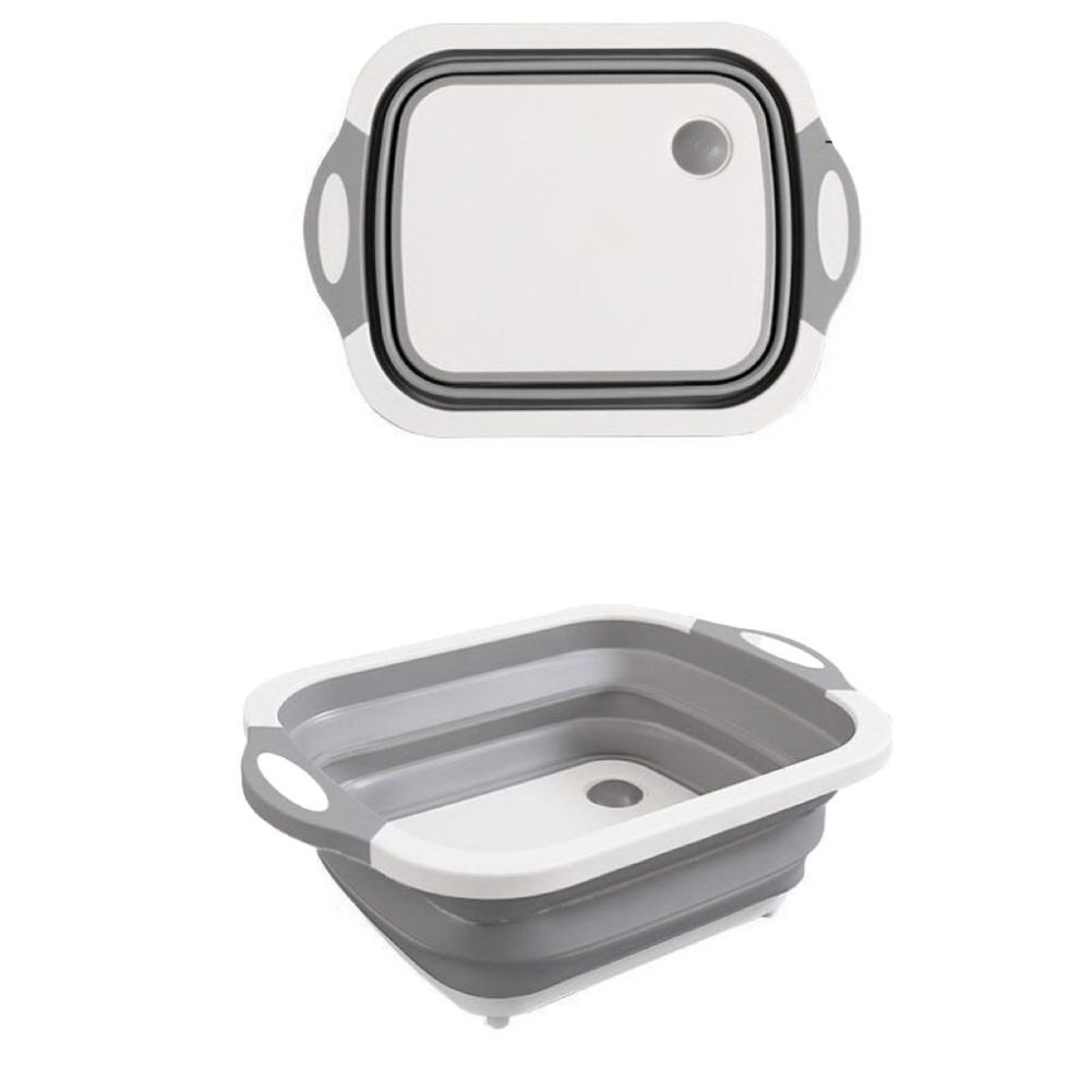 Multi Functional Vegetable Washing Basin with Folding Cutting Board and Lid