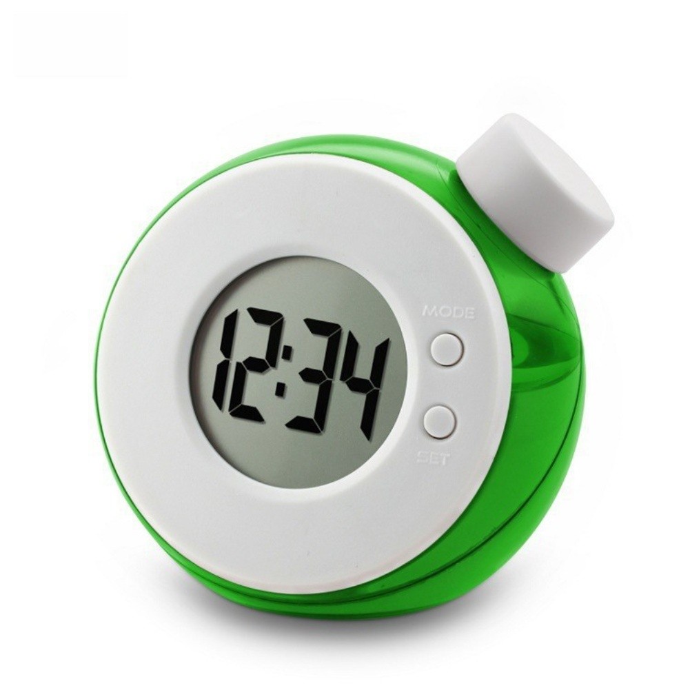 Silent Water Operated Clock with Time Date Display and Stopwatch Feature