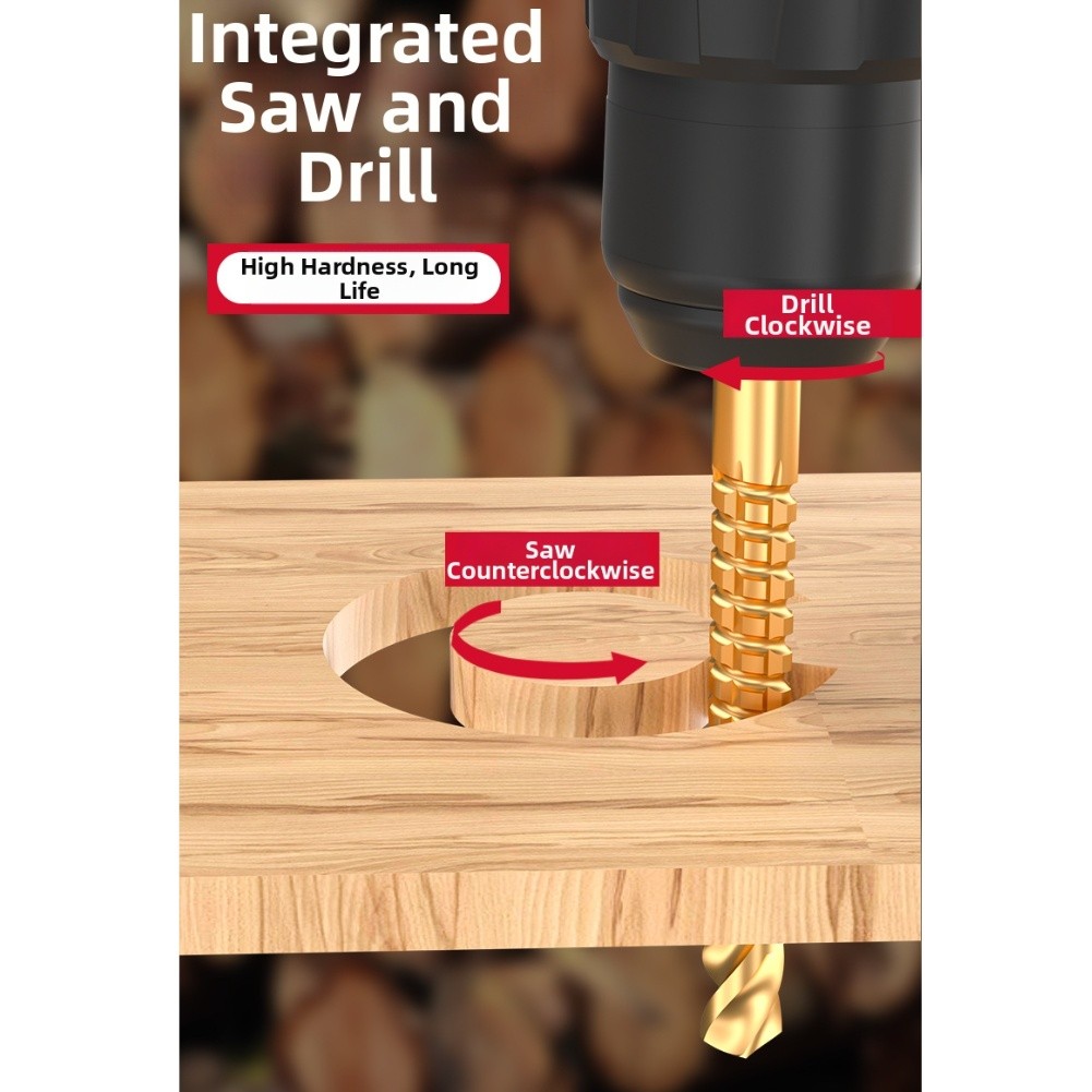 3in1 Drill Bit with Precision Cutting Drilling and Grooving for Woodwork