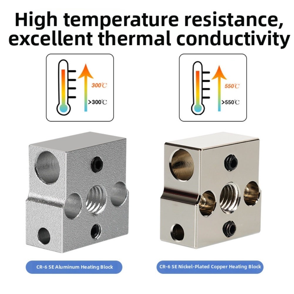 CR-6 SE Heater Block Extruder Replacement Aluminum-based Copper Plating