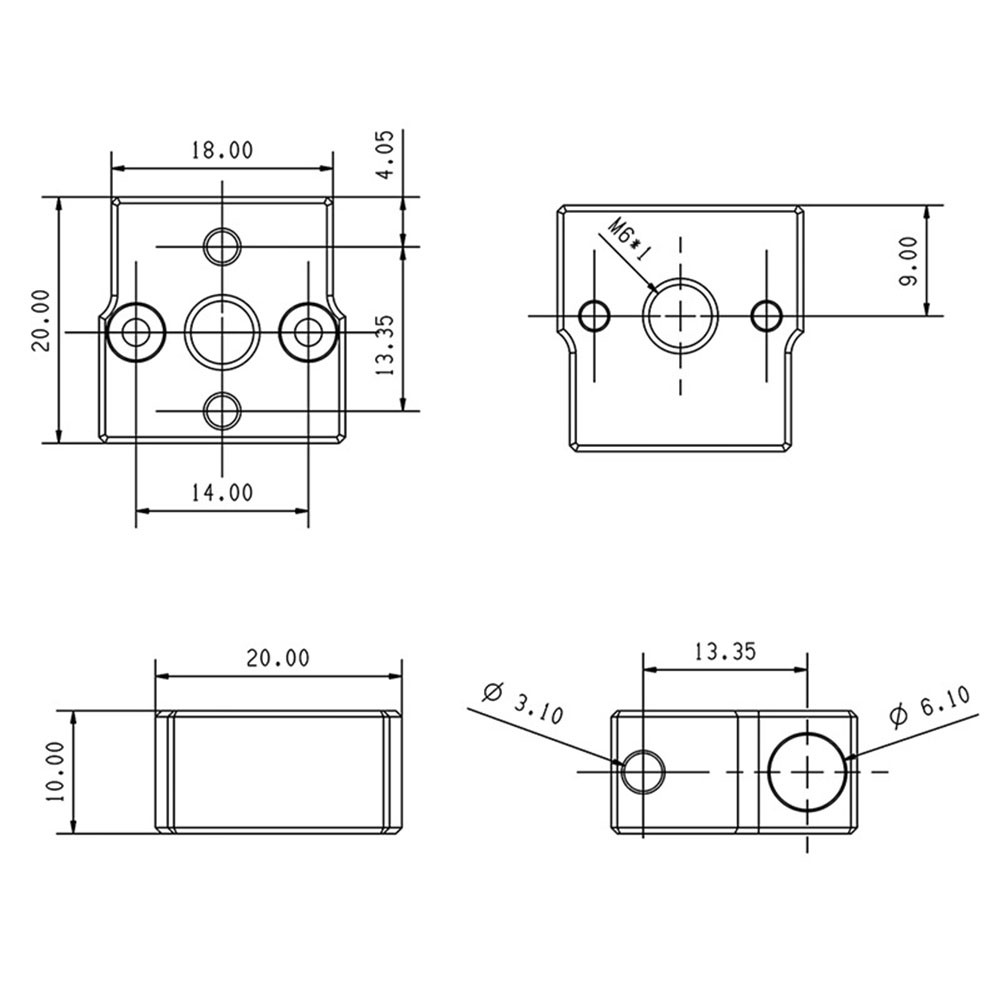 CR-6 SE Heater Block Extruder Replacement Aluminum-based Copper Plating