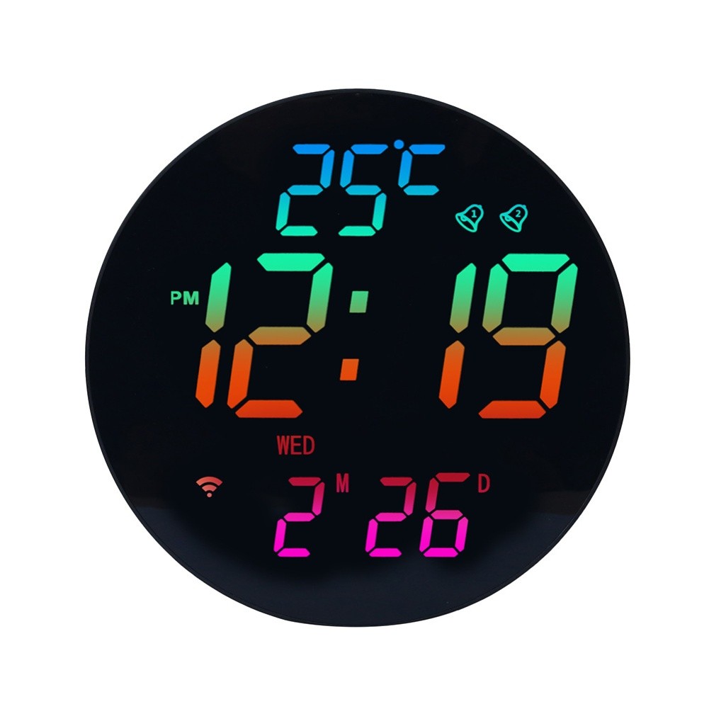 Wireless Synchronization Wall Clock RGB Display Light Sensor and Timers