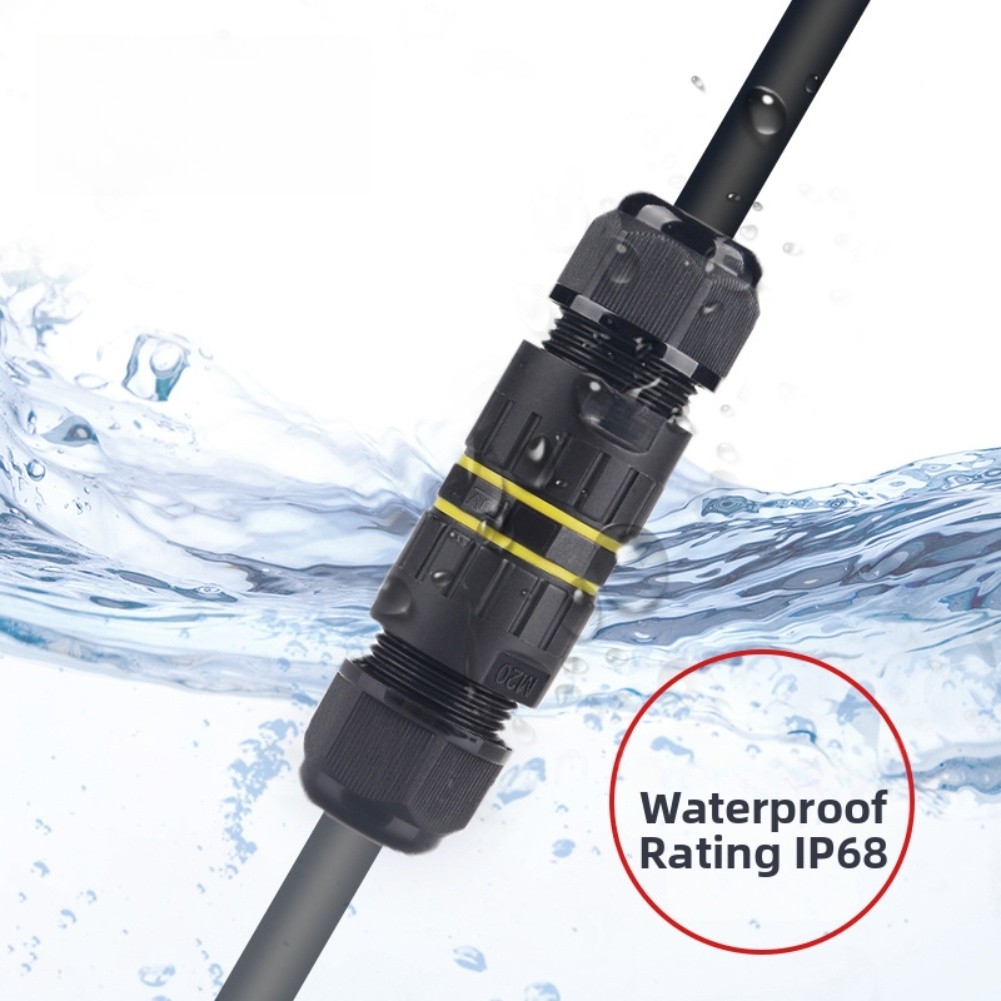 Compact IP68 Junction Box 3 Pin Waterproof Electrical Connector for Wiring