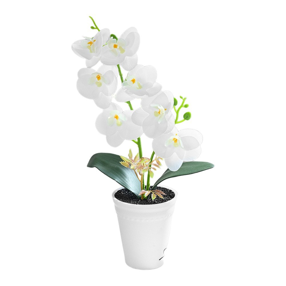 Potted Faux Orchid Floral Arrangement 31cm Pixel Cloth Elegant Display