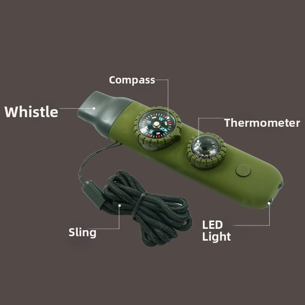 Hiking Navigation Tool Built-in Whistle LED Navigation Light Thermometer