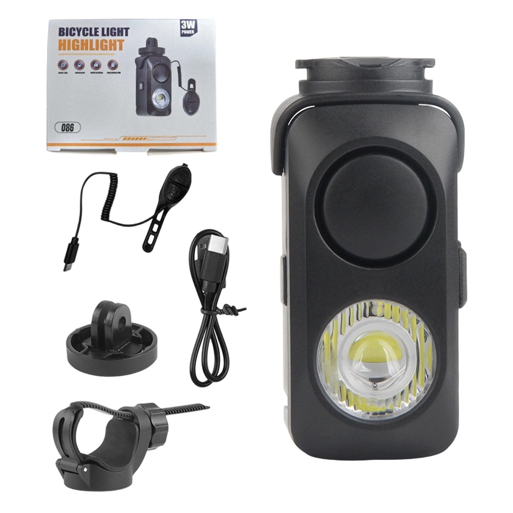 USB Bicycle Headlight with Loud For horn 120dB Quick Release Adjustable Beam