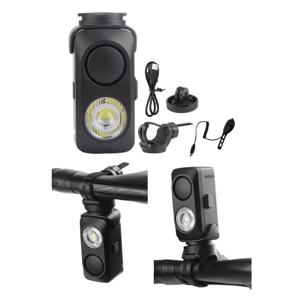 USB Bicycle Headlight with Loud For horn 120dB Quick Release Adjustable Beam