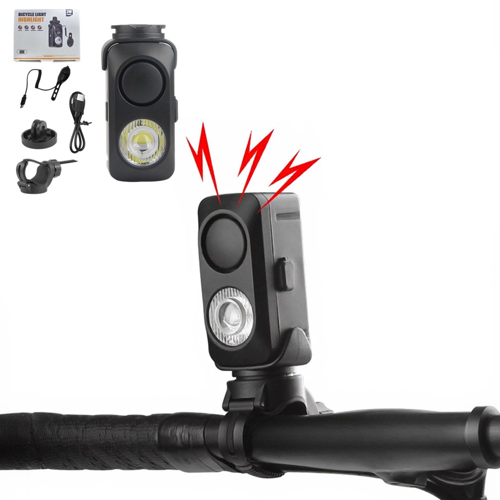 USB Bicycle Headlight with Loud For horn 120dB Quick Release Adjustable Beam