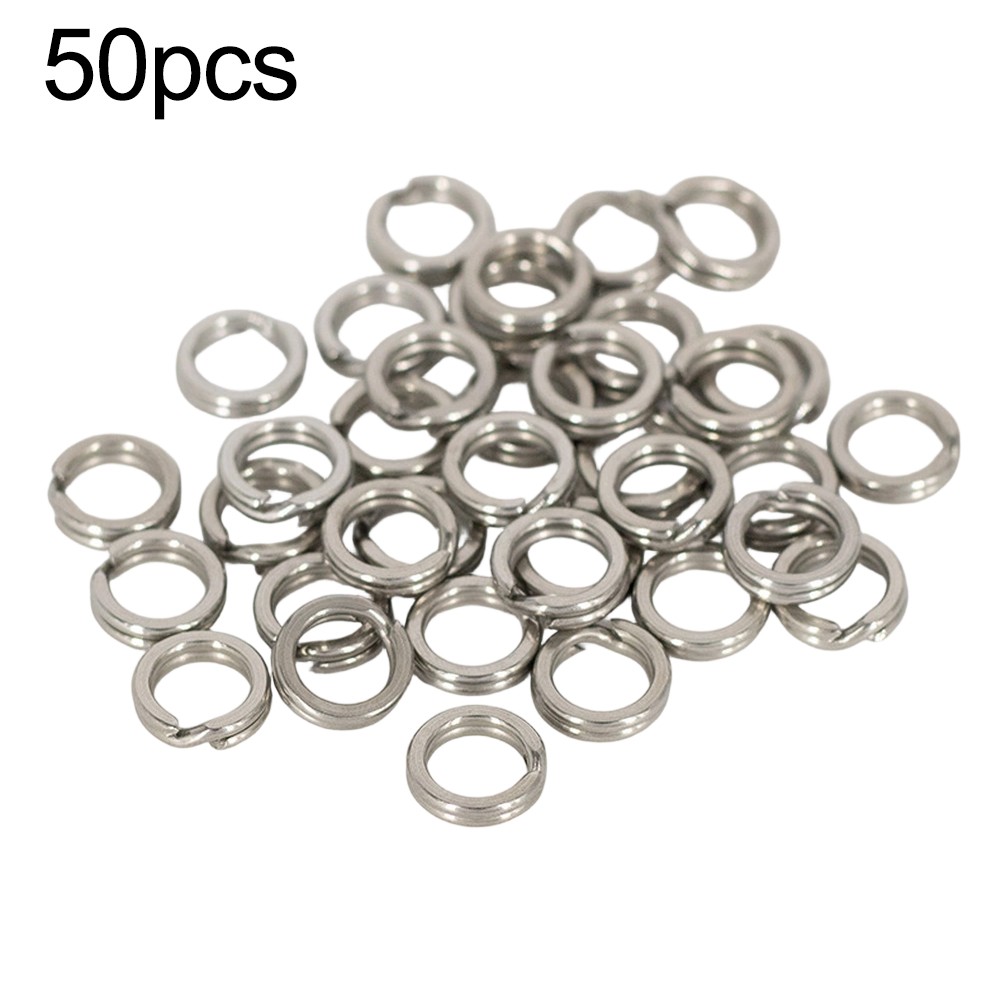 High Strength Stainless Steel Double Loop Rings for Lures Hooks 50pcs Silver