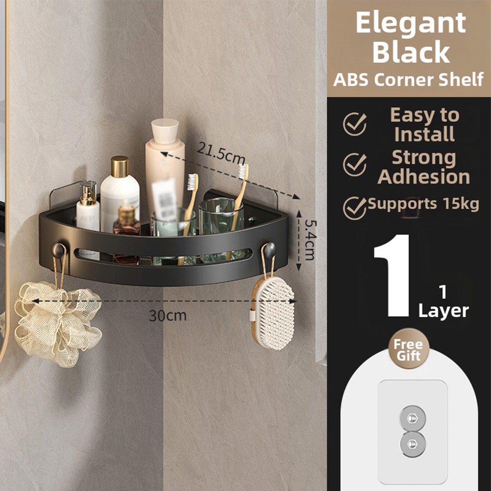 Plastic Corner Shelf for Organizing Shower Items 30x21.5cm Gray Option