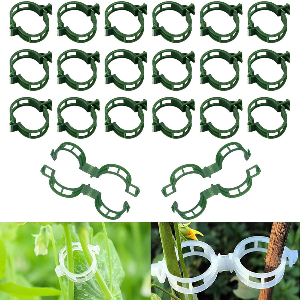 100PCS Plant Support Clips for Tomato Vines and Grape Plants White Green