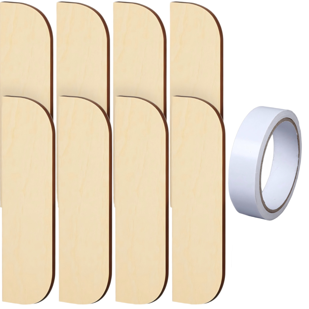 Wood Hinge Repair Kit: 8x 3.5×1.1×0.1in Filler Plates & 16 Double-Sided Tapes