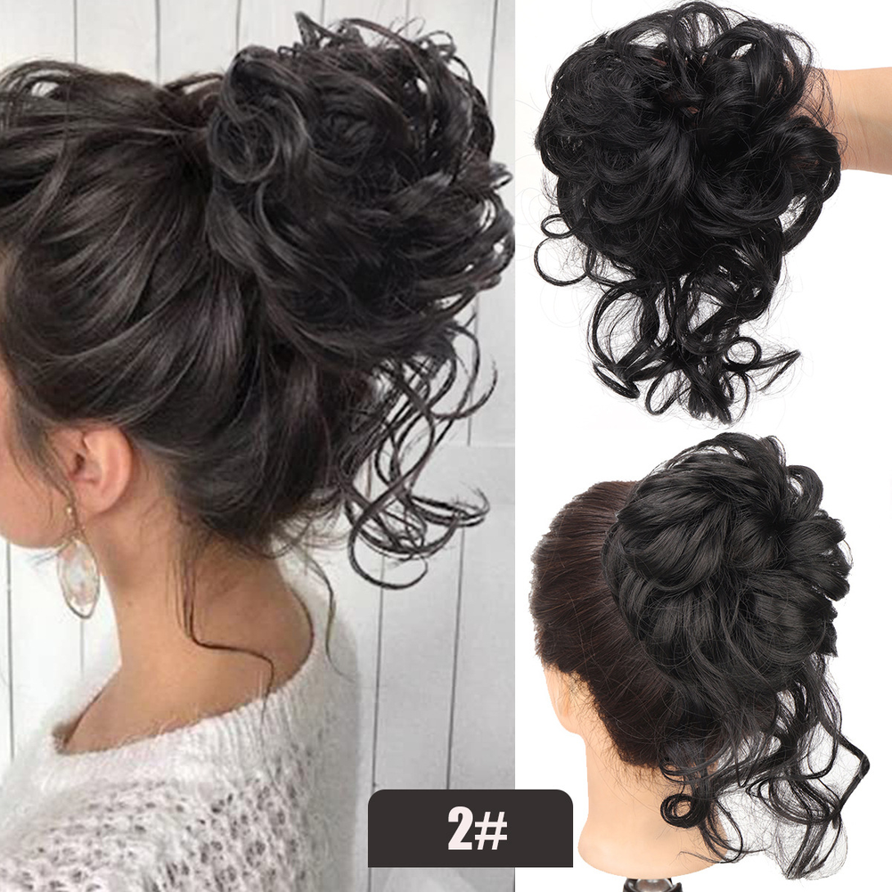 25cm Fluffy Hair Bun Hairpiece Made of Heat-Resistant High-Temp Silk Fibers