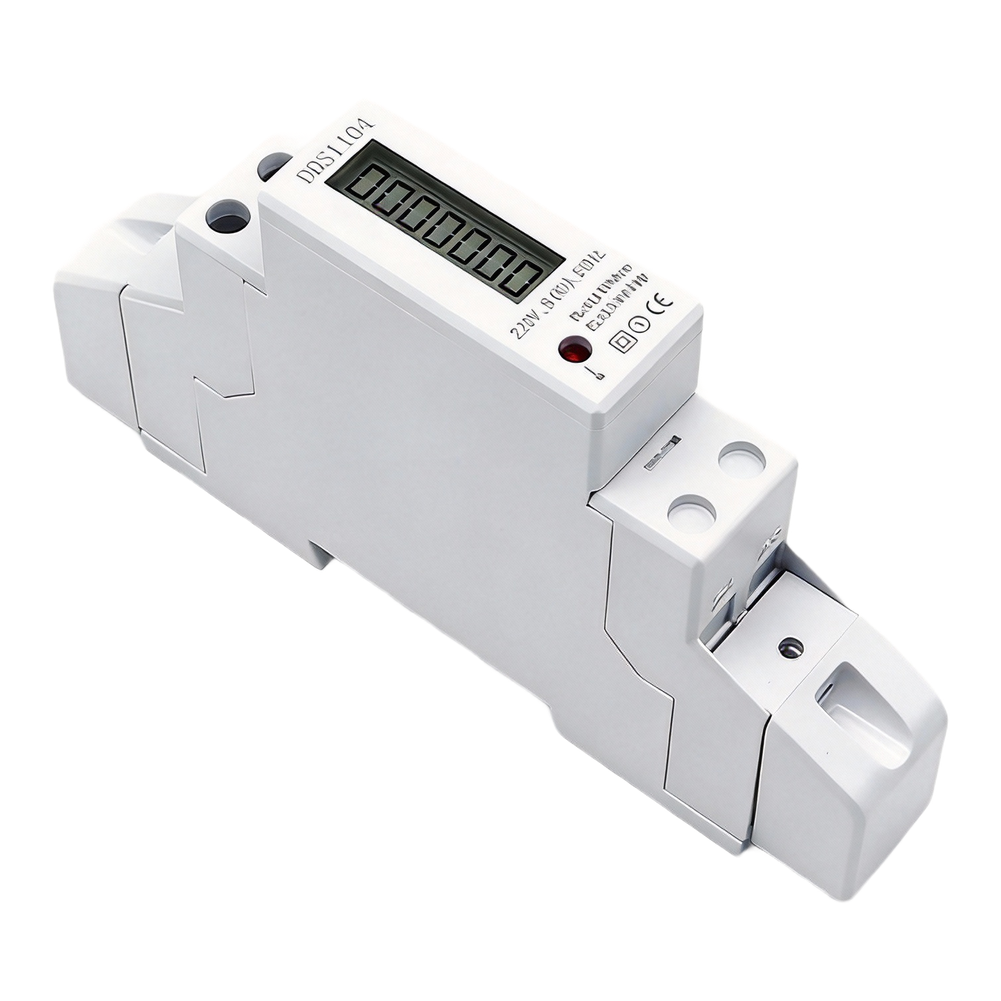 Single-Phase Electricity Meter 220V 50Hz with LCD Display and DIN Rail