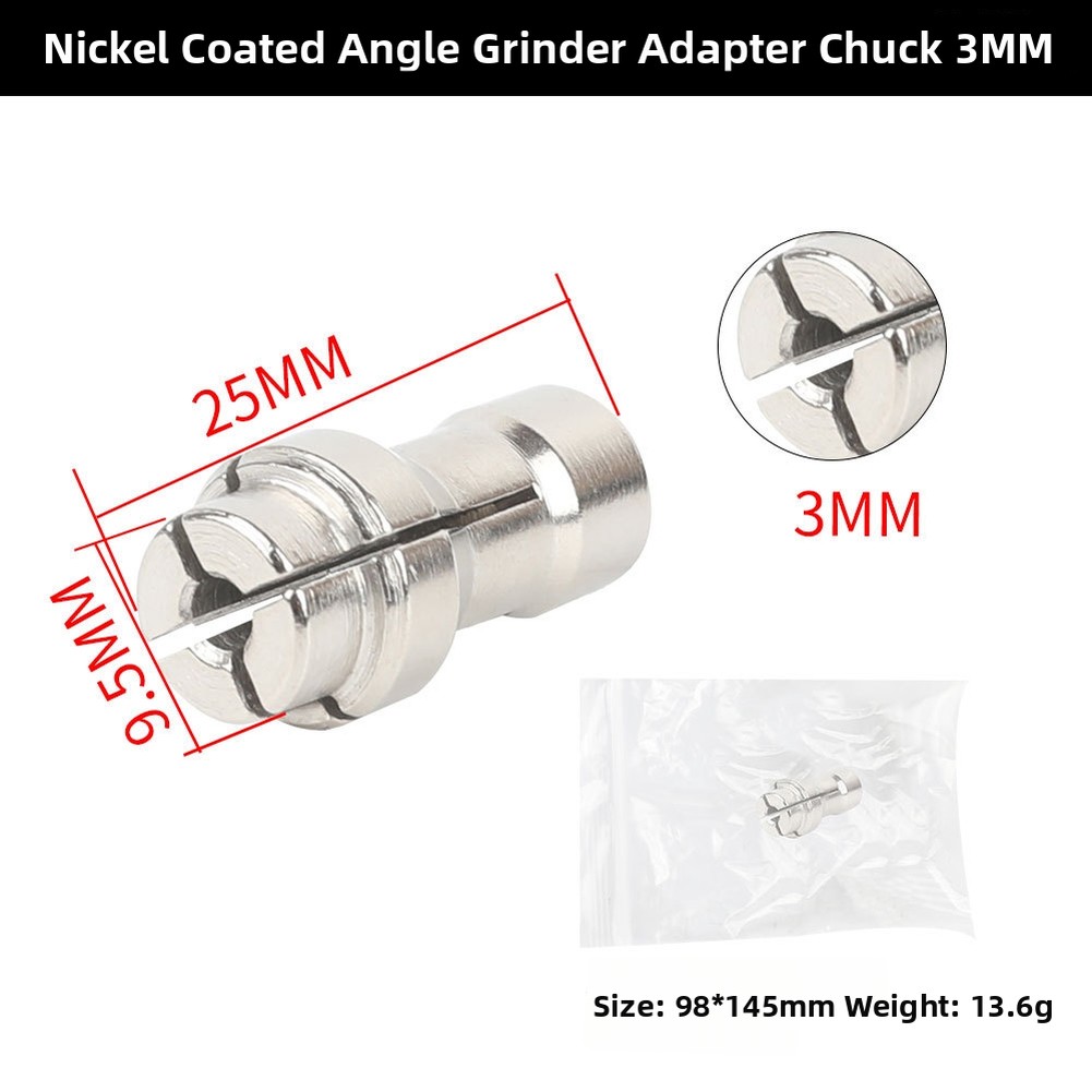Angle Grinder Adapter Head with 3 Chuck Sizes 3mm 6mm 6.35mm for Versatility
