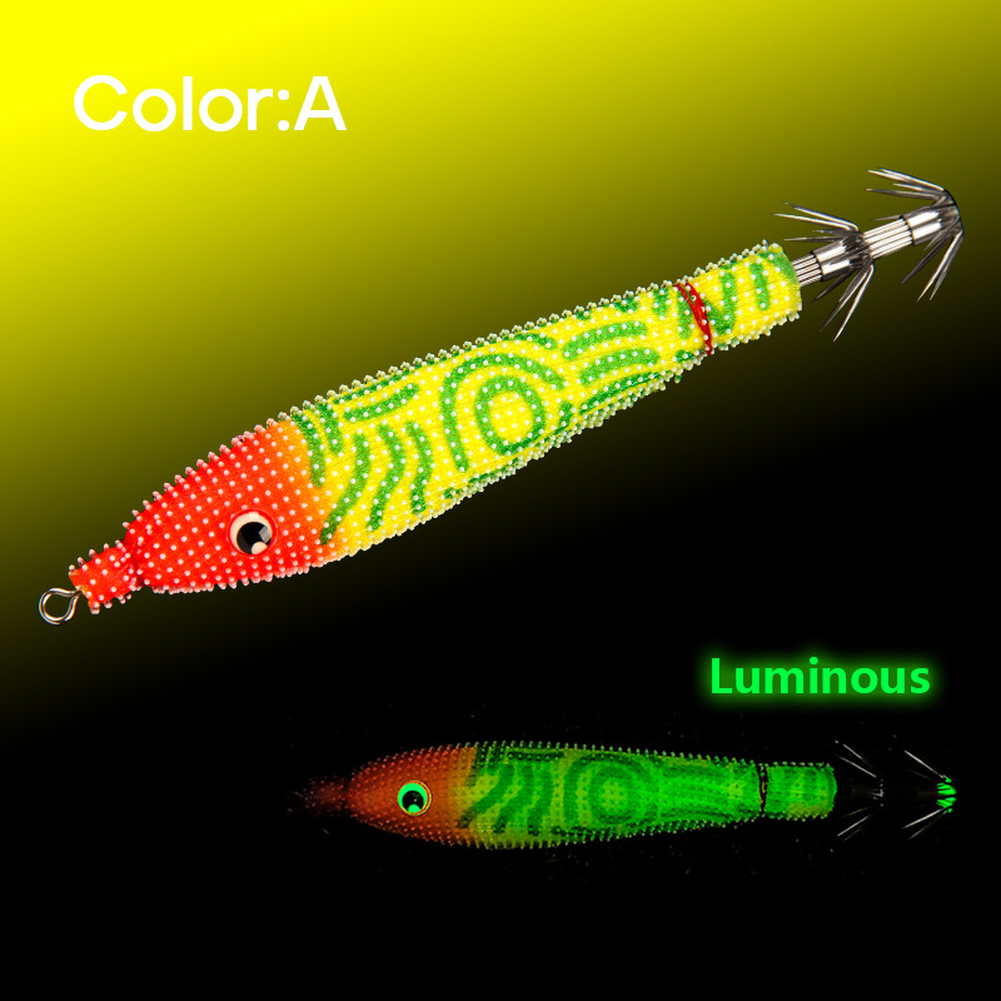 80mm Squid Bait Jig Hook Noctilucent Luminous Effect Horizontal Shrimp Design