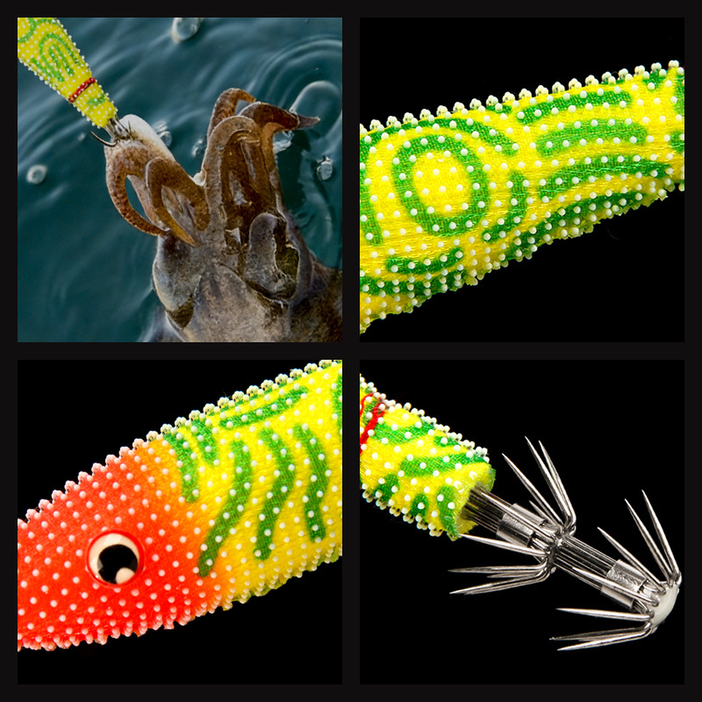 80mm Squid Bait Jig Hook Noctilucent Luminous Effect Horizontal Shrimp Design