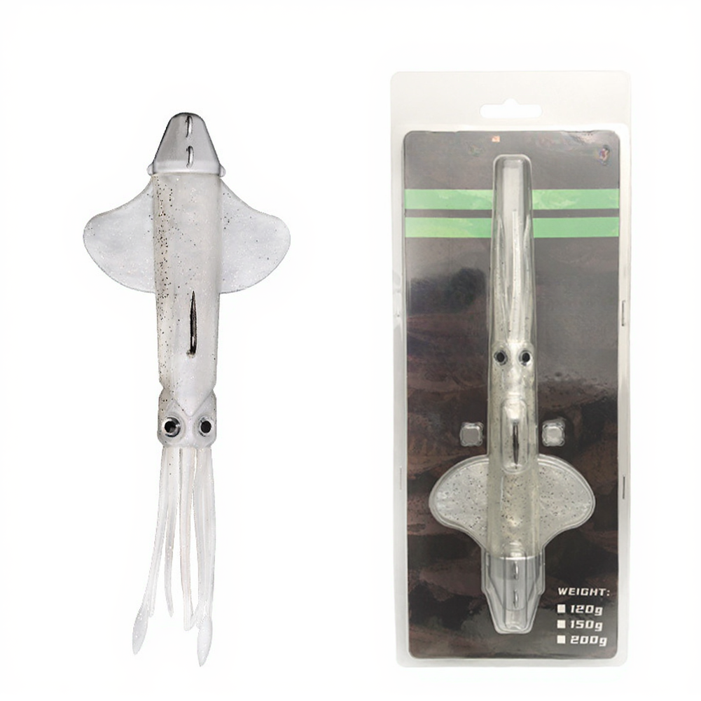 Squid Head Soft Lure 150g 22cm with Night Light Feature for Offshore Use